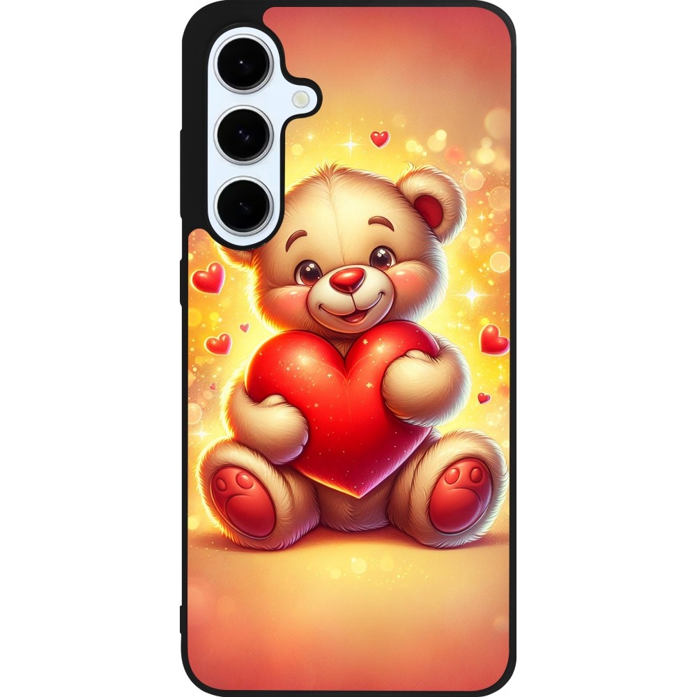 Coque Samsung Galaxy S24 FE - Silicone rigide noir Valentine 2024 Teddy love