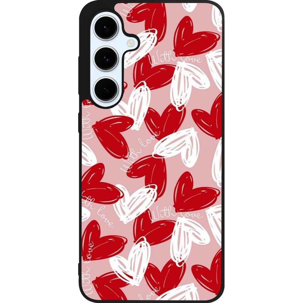 Coque Samsung Galaxy S24 FE - Silicone rigide noir Valentine 2024 with love heart