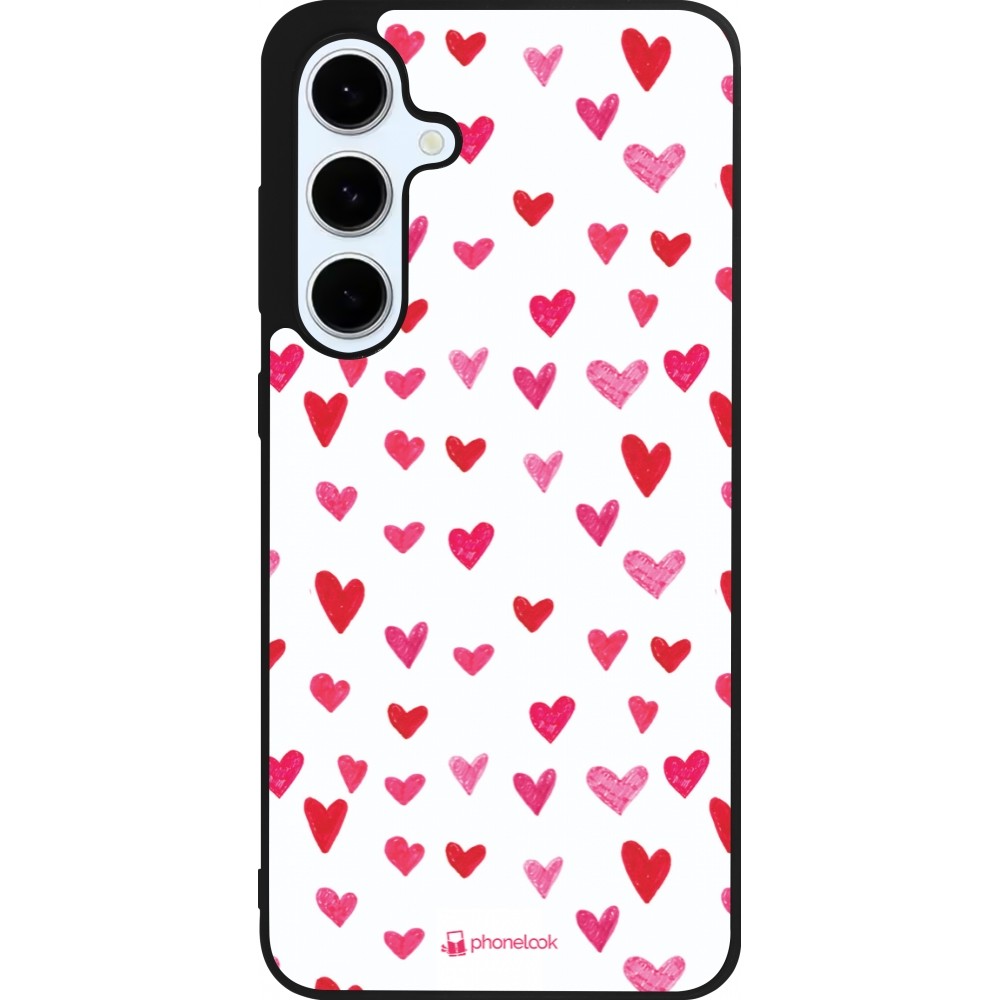 Samsung Galaxy S24 FE Case Hülle - Silikon schwarz Valentine 2022 Many pink hearts