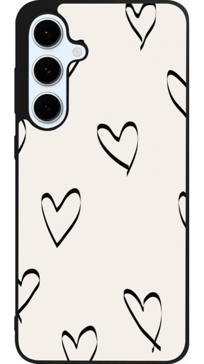 Coque Samsung Galaxy S24 FE - Silicone rigide noir Valentine 2023 minimalist hearts