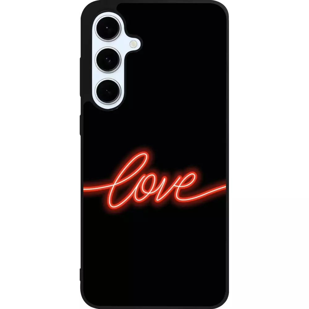 Samsung Galaxy S24 FE Case Hülle - Silikon schwarz Valentine 2023 neon love