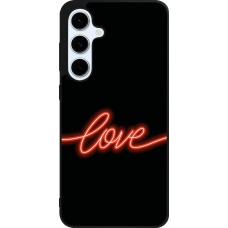 Coque Samsung Galaxy S24 FE - Silicone rigide noir Valentine 2023 neon love