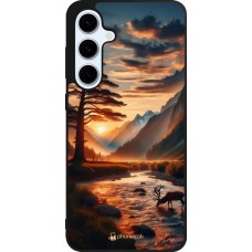 Coque Samsung Galaxy S24 FE - Silicone rigide noir Valley Sunset Deer Tree