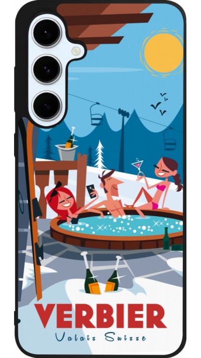 Coque Samsung Galaxy S24 FE - Silicone rigide noir Verbier Mountain Jacuzzi