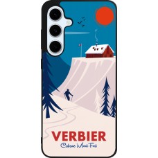 Coque Samsung Galaxy S24 FE - Silicone rigide noir Verbier Cabane Mont-Fort