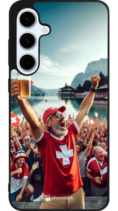 Coque Samsung Galaxy S24 FE - Silicone rigide noir Victoire suisse fan zone Euro 2024