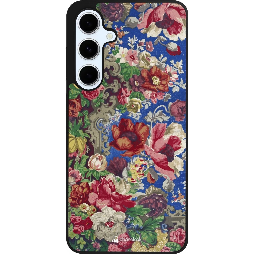 Coque Samsung Galaxy S24 FE - Silicone rigide noir Vintage Art Flowers