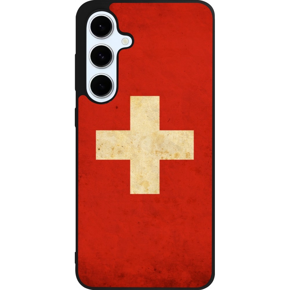 Samsung Galaxy S24 FE Case Hülle - Silikon schwarz Vintage Flag SWISS