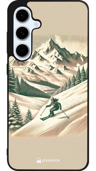 Coque Samsung Galaxy S24 FE - Silicone rigide noir Vintage Ski Mountain