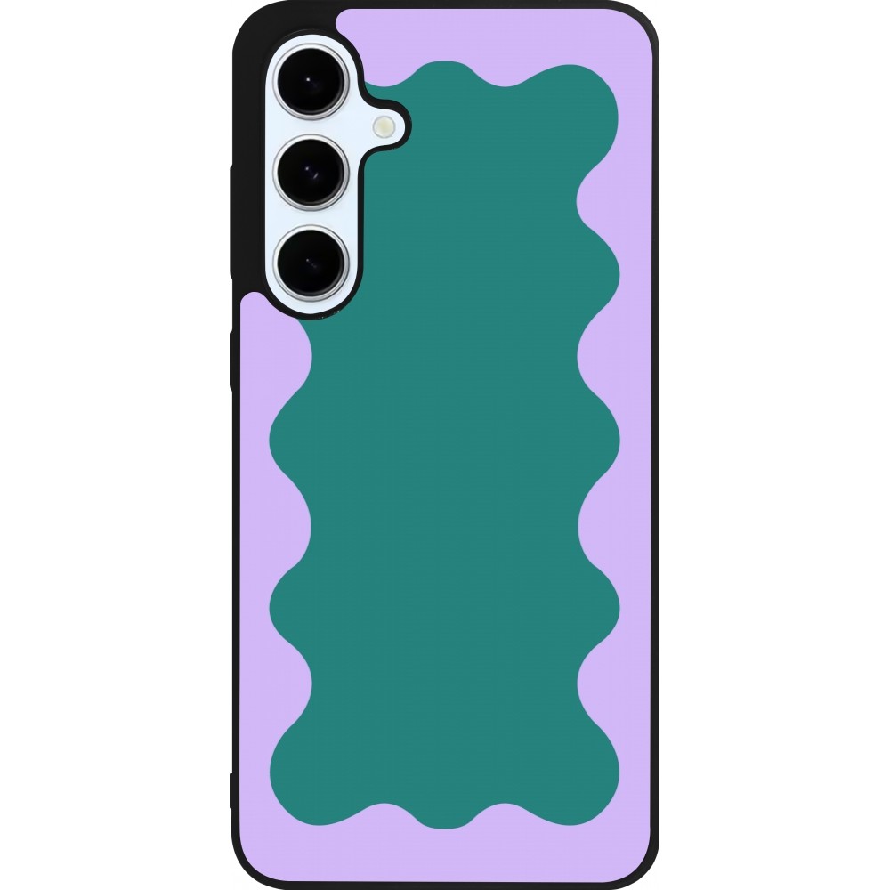 Coque Samsung Galaxy S24 FE - Silicone rigide noir Wavy Rectangle Green Purple