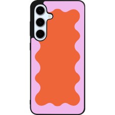 Coque Samsung Galaxy S24 FE - Silicone rigide noir Wavy Rectangle Orange Pink