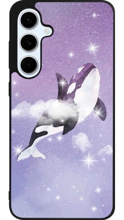 Coque Samsung Galaxy S24 FE - Silicone rigide noir Whale in sparking stars