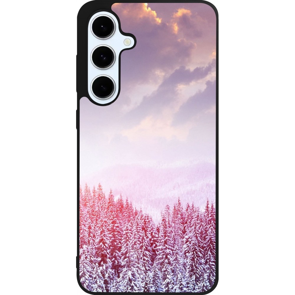 Coque Samsung Galaxy S24 FE - Silicone rigide noir Winter 22 Pink Forest