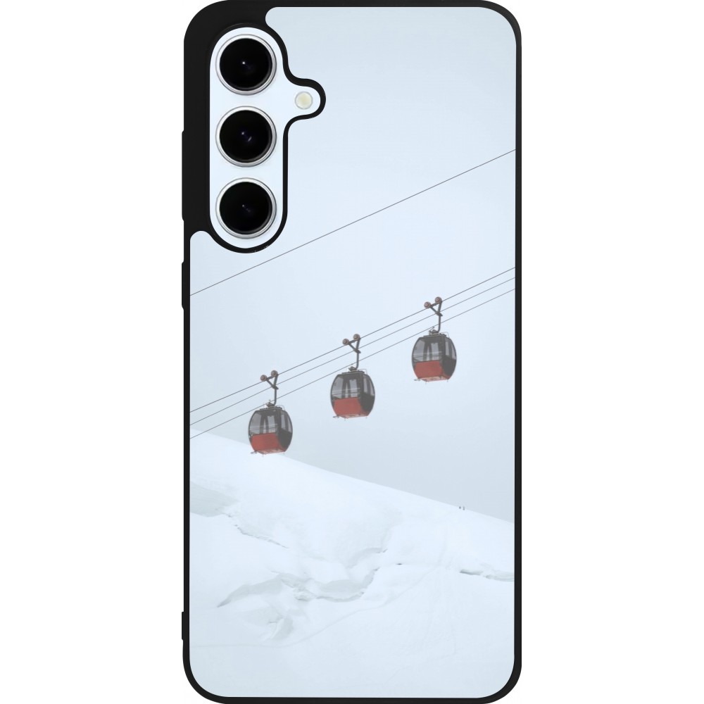 Coque Samsung Galaxy S24 FE - Silicone rigide noir Winter 22 ski lift