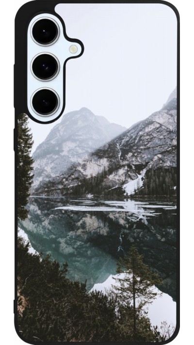 Coque Samsung Galaxy S24 FE - Silicone rigide noir Winter 22 snowy mountain and lake