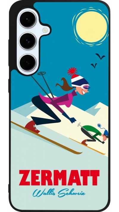 Coque Samsung Galaxy S24 FE - Silicone rigide noir Zermatt Ski Downhill