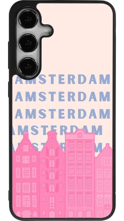 Coque Samsung Galaxy S24+ - Silicone rigide noir Amsterdam Pink Print