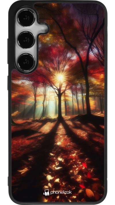 Coque Samsung Galaxy S24+ - Silicone rigide noir Automne doré glare