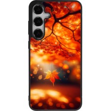 Coque Samsung Galaxy S24+ - Silicone rigide noir Automne Magique Orange