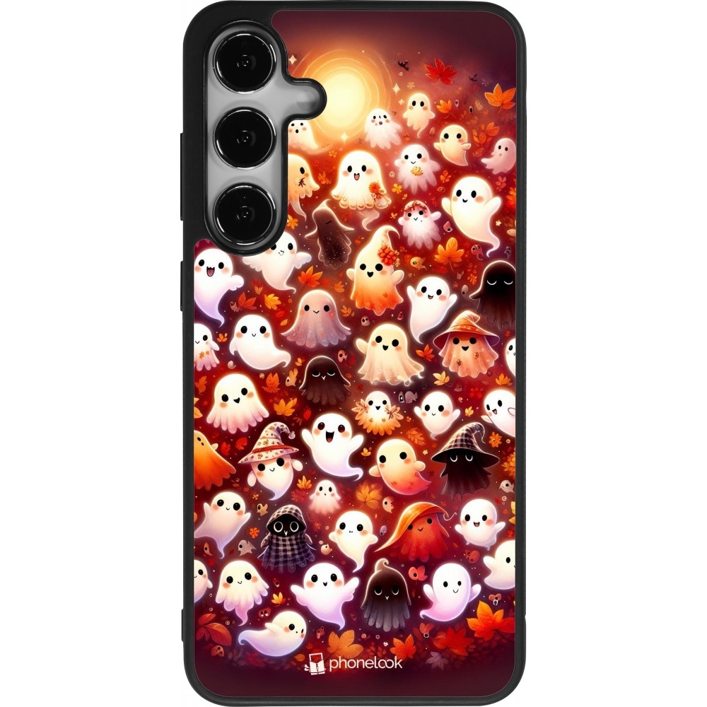 Coque Samsung Galaxy S24+ - Silicone rigide noir Fantômes automne mignons