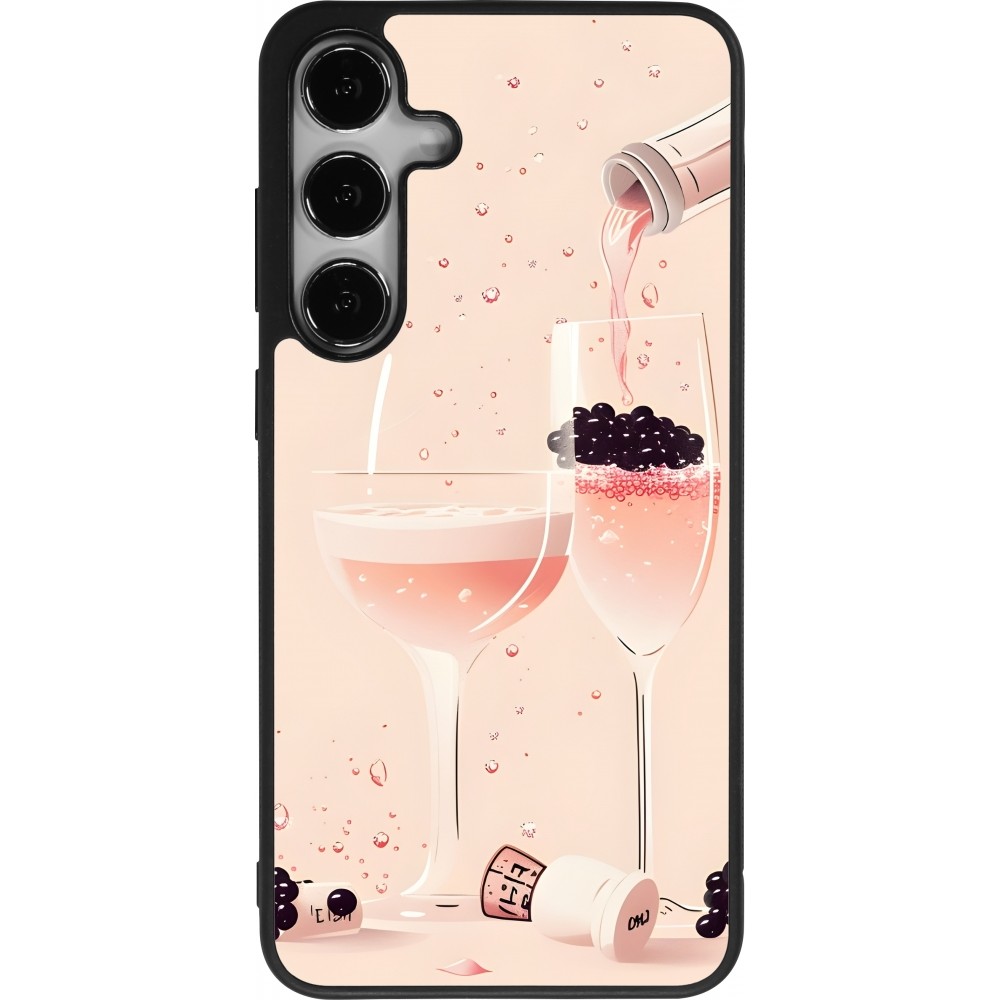 Coque Samsung Galaxy S24+ - Silicone rigide noir Champagne Pouring Pink