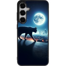 Samsung Galaxy S24+ Case Hülle - Silikon schwarz Schwarze Katze unter dem Vollmond