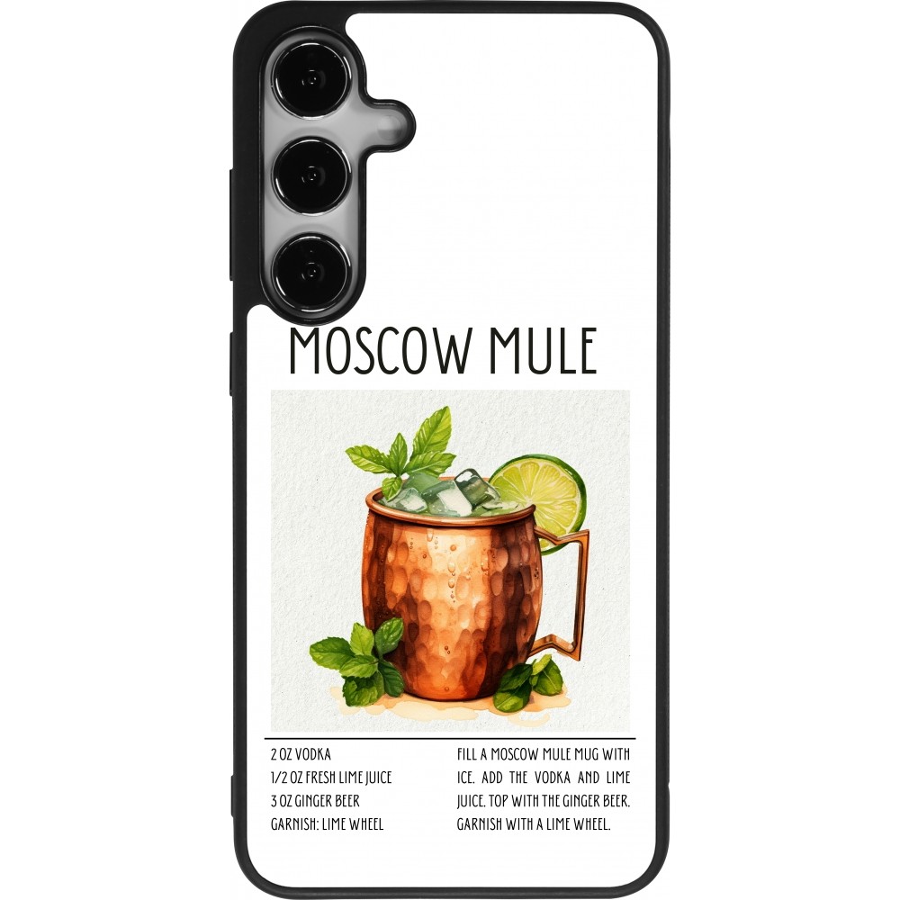 Coque Samsung Galaxy S24+ - Silicone rigide noir Cocktail recette Moscow Mule