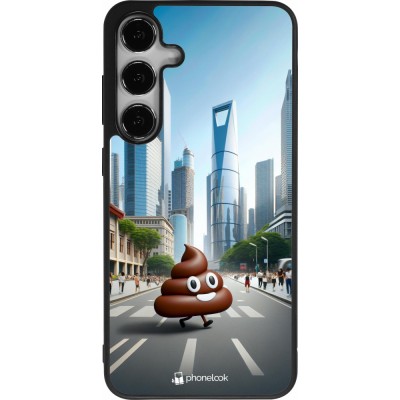 Coque Samsung Galaxy S24+ - Silicone rigide noir Emoji Caca walk