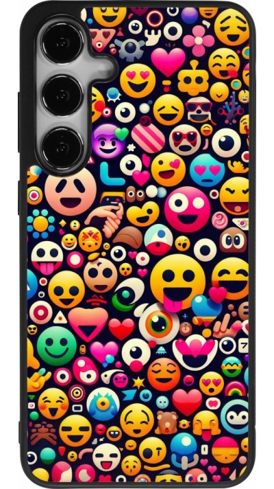 Coque Samsung Galaxy S24+ - Silicone rigide noir Emoji Mix Color