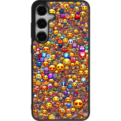 Coque Samsung Galaxy S24+ - Silicone rigide noir Emoji mixed