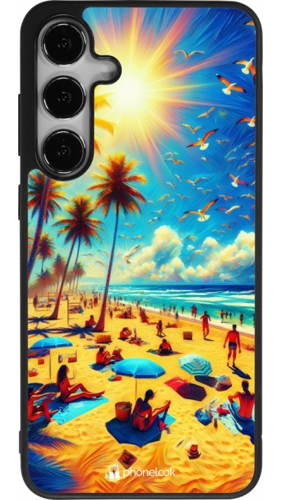 Coque Samsung Galaxy S24+ - Silicone rigide noir Été Paradis Paint