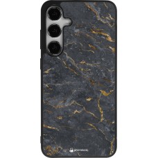 Coque Samsung Galaxy S24+ - Silicone rigide noir Grey Gold Marble