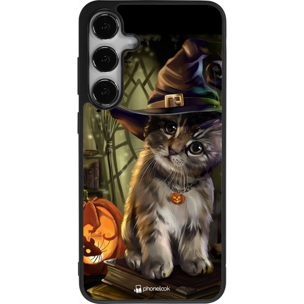 Coque Samsung Galaxy S24+ - Silicone rigide noir Halloween 21 Witch cat