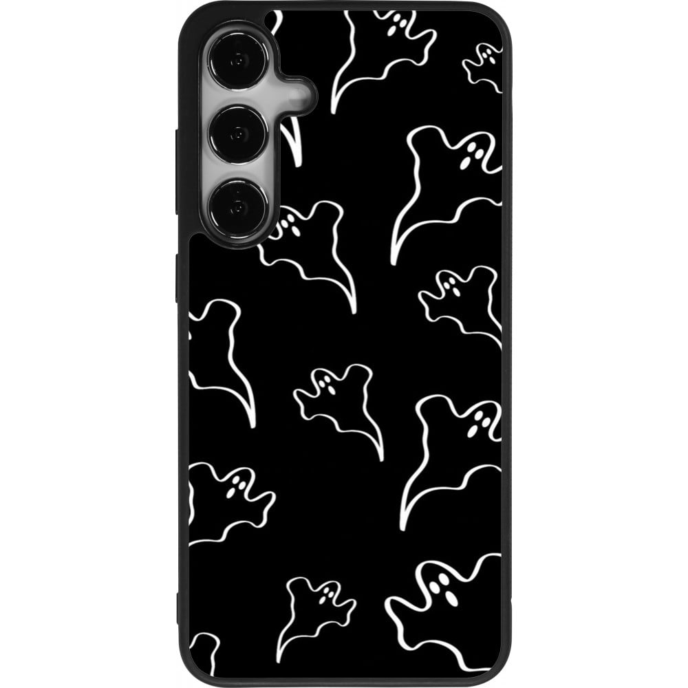 Coque Samsung Galaxy S24+ - Silicone rigide noir Halloween 2024 black and white ghosts