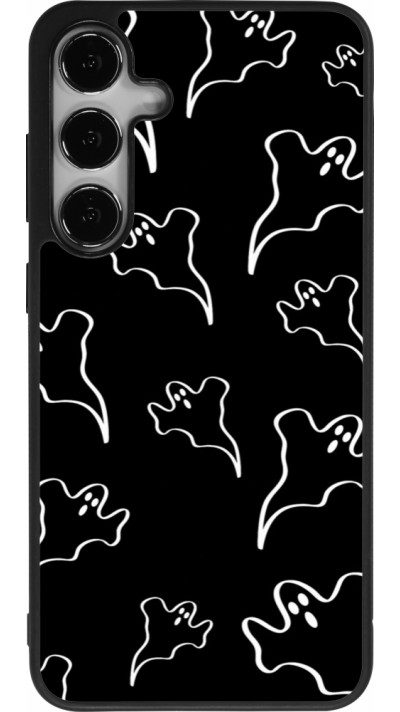 Coque Samsung Galaxy S24+ - Silicone rigide noir Halloween 2024 black and white ghosts