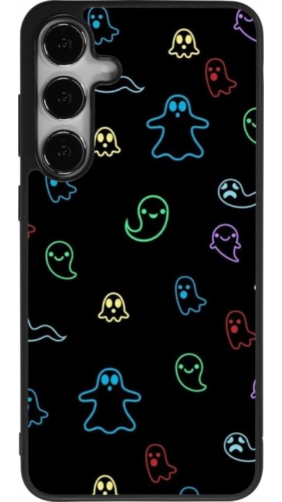 Coque Samsung Galaxy S24+ - Silicone rigide noir Halloween 2024 colorful ghosts