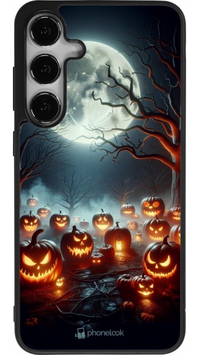 Coque Samsung Galaxy S24+ - Silicone rigide noir Halloween 2024 Many Pumpkins