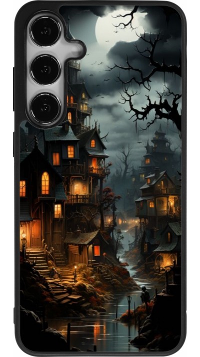 Coque Samsung Galaxy S24+ - Silicone rigide noir Halloween 2024 scary town