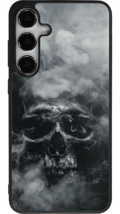 Coque Samsung Galaxy S24+ - Silicone rigide noir Halloween 2024 smoky skull