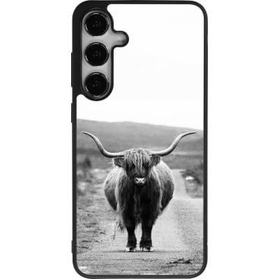 Coque Samsung Galaxy S24+ - Silicone rigide noir Highland cattle