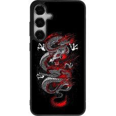 Coque Samsung Galaxy S24+ - Silicone rigide noir Japanese style Dragon Tattoo Red Black