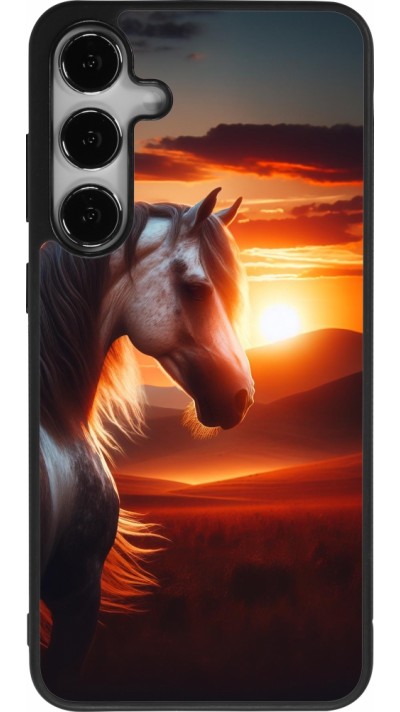 Coque Samsung Galaxy S24+ - Silicone rigide noir Majestic Sunset Horse