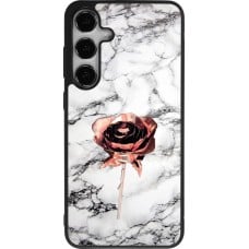 Coque Samsung Galaxy S24+ - Silicone rigide noir Marble Rose Gold