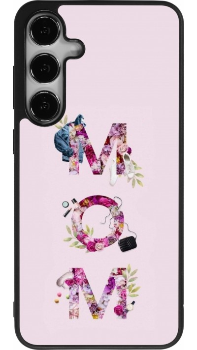 Coque Samsung Galaxy S24+ - Silicone rigide noir Mom 2024 girly mom