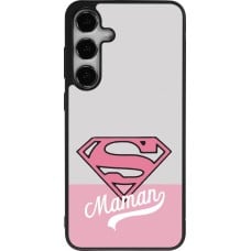 Coque Samsung Galaxy S24+ - Silicone rigide noir Mom 2024 Super hero maman