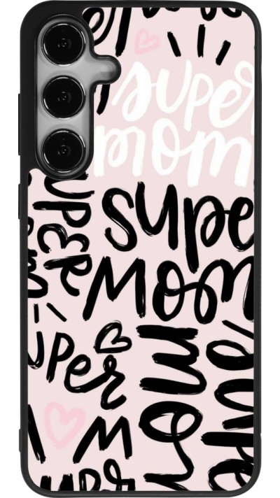 Coque Samsung Galaxy S24+ - Silicone rigide noir Mom 2024 Super mom