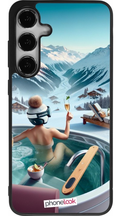 Coque Samsung Galaxy S24+ - Silicone rigide noir Montagne Glamour Jacuzzi