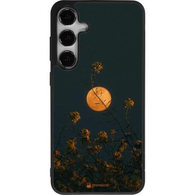 Coque Samsung Galaxy S24+ - Silicone rigide noir Moon Flowers