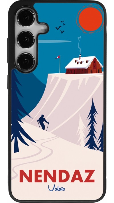 Coque Samsung Galaxy S24+ - Silicone rigide noir Nendaz Cabane Ski