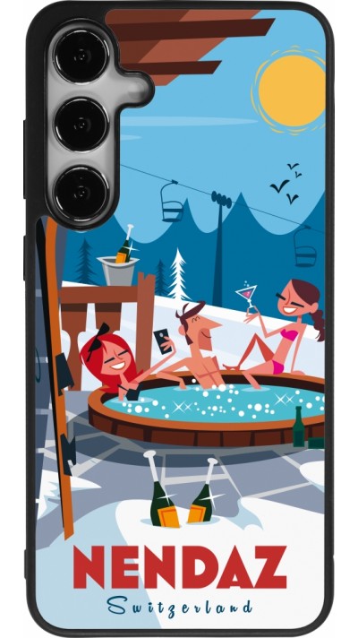 Coque Samsung Galaxy S24+ - Silicone rigide noir Nendaz Mountain Jacuzzi